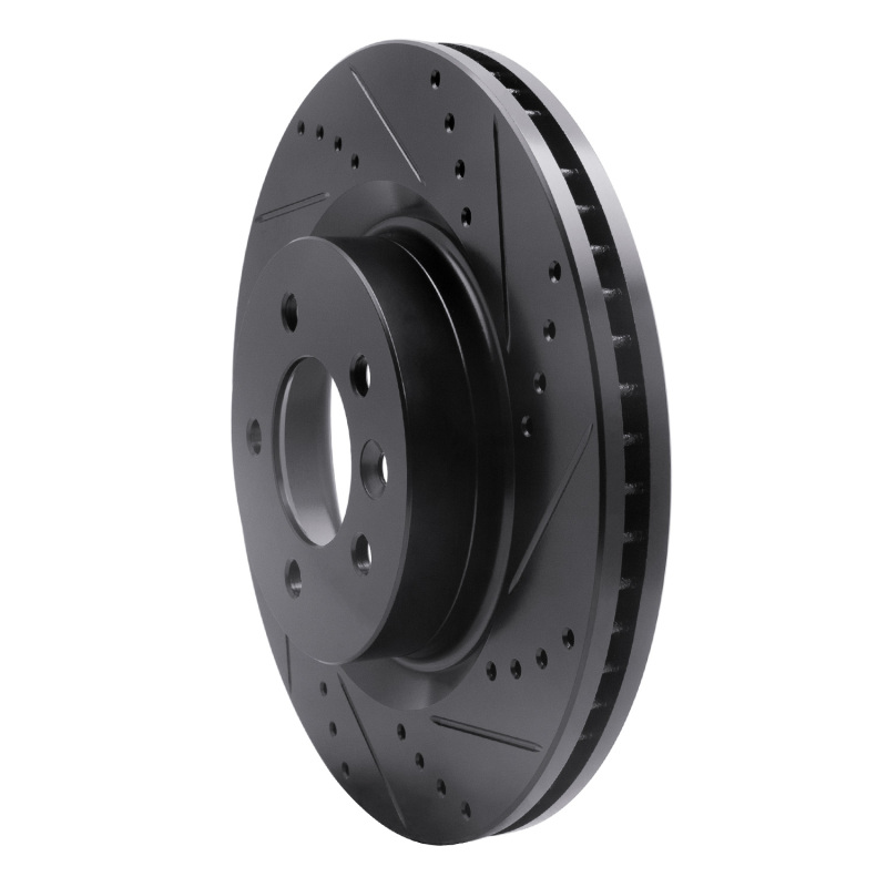 Land Rover LR3 Brake Rotor (1) - Front Right - R1 Concepts - Drilled & Slotted - Black - `05-`09